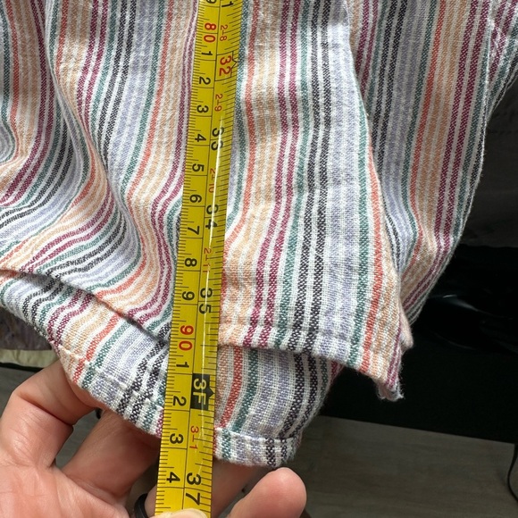 Sonoma Linen Blend Aframe dress Rainbow Striped Cottagecore Pockets Sz XXL A172 - Picture 7 of 7